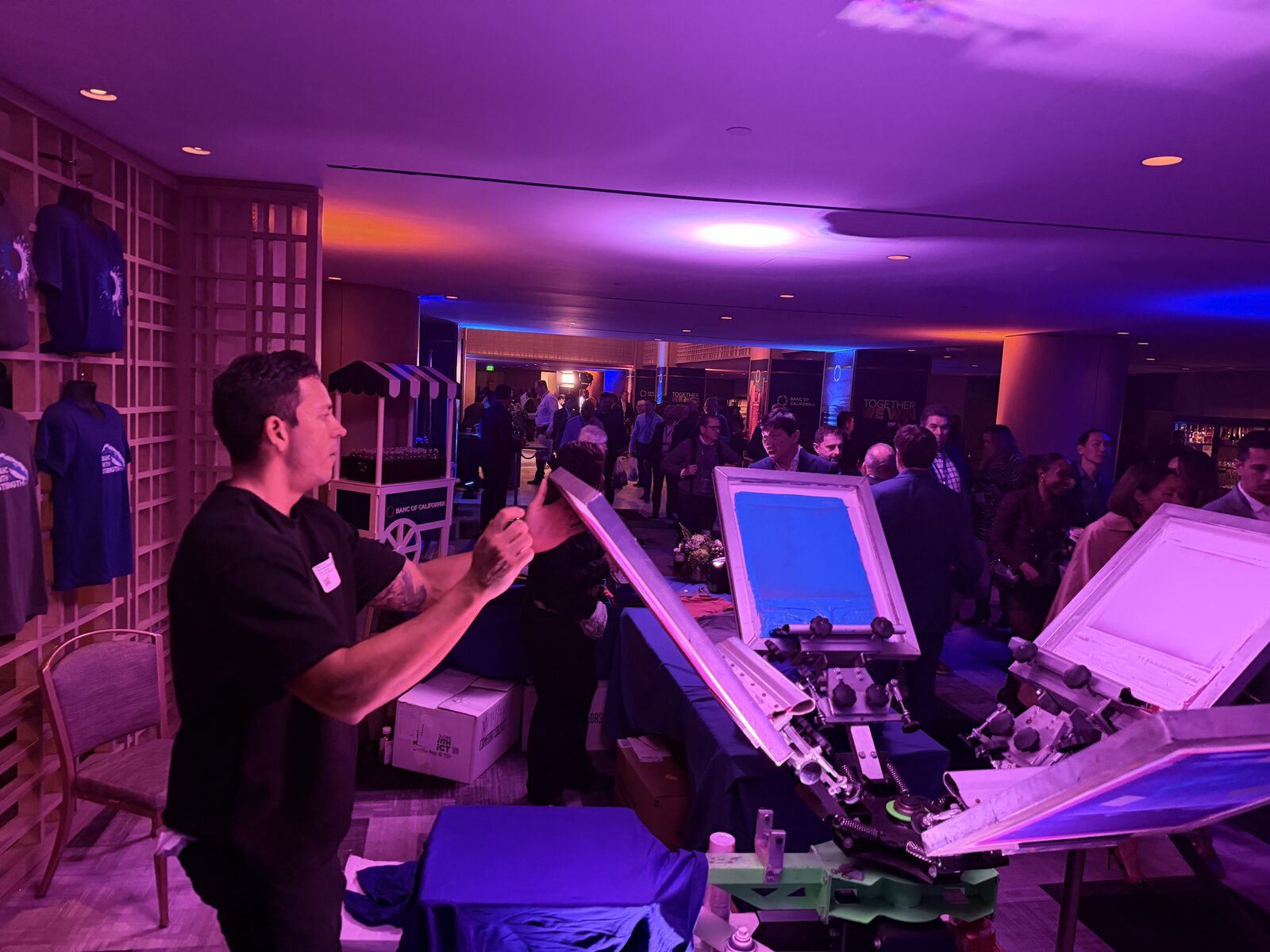 Live printing setup at a corporate gala